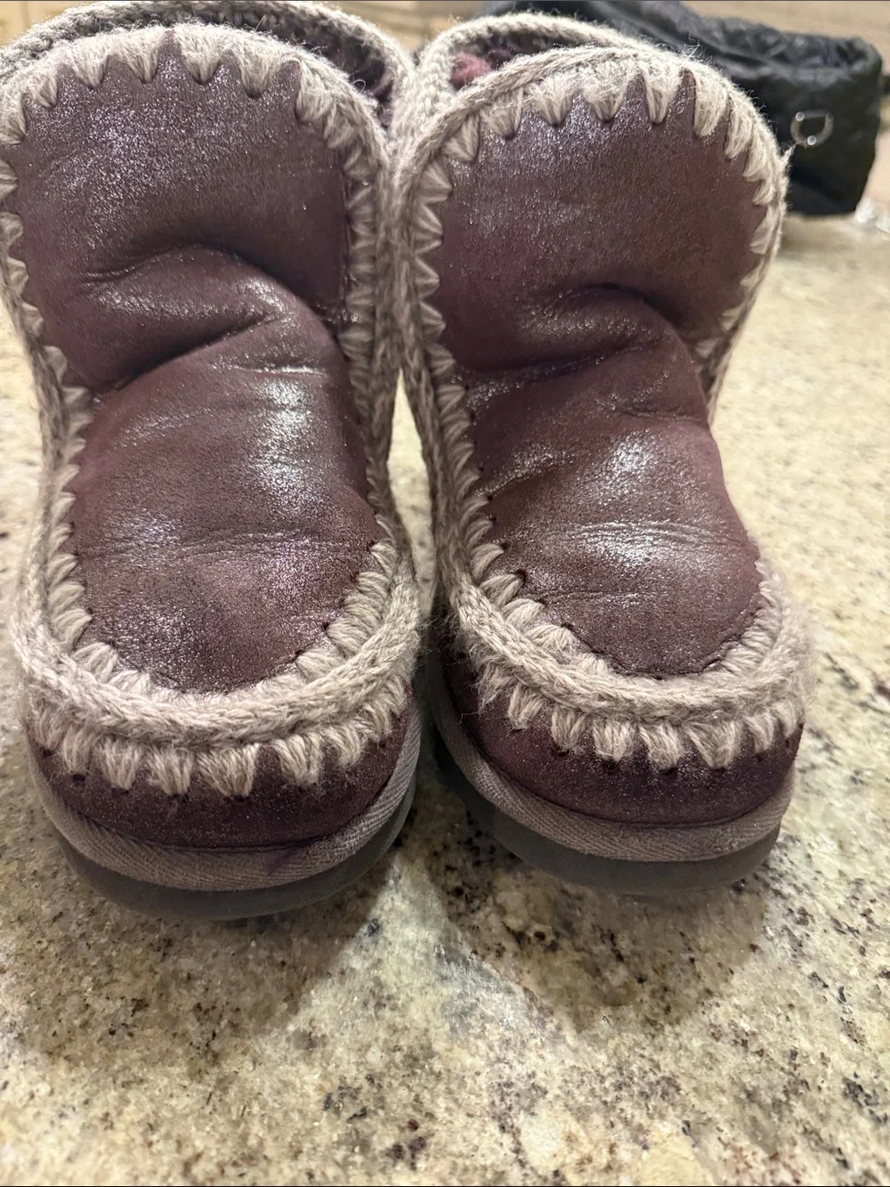 Women’s MOU SHERPA Boots - Plum/brown metallic with gray trim
